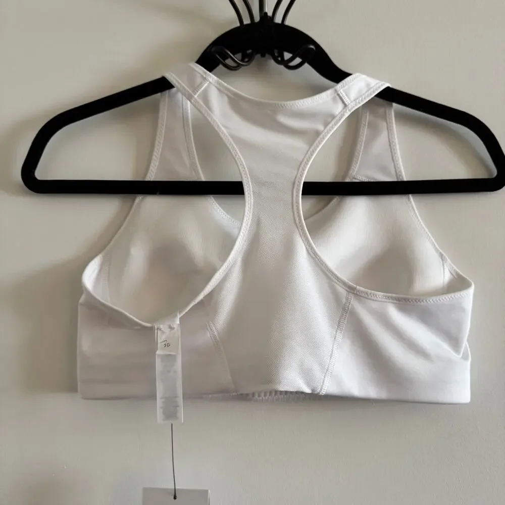 New Nike Training Dri-FIT Swoosh Padded Sports Bra White Racerback Strap Sz M